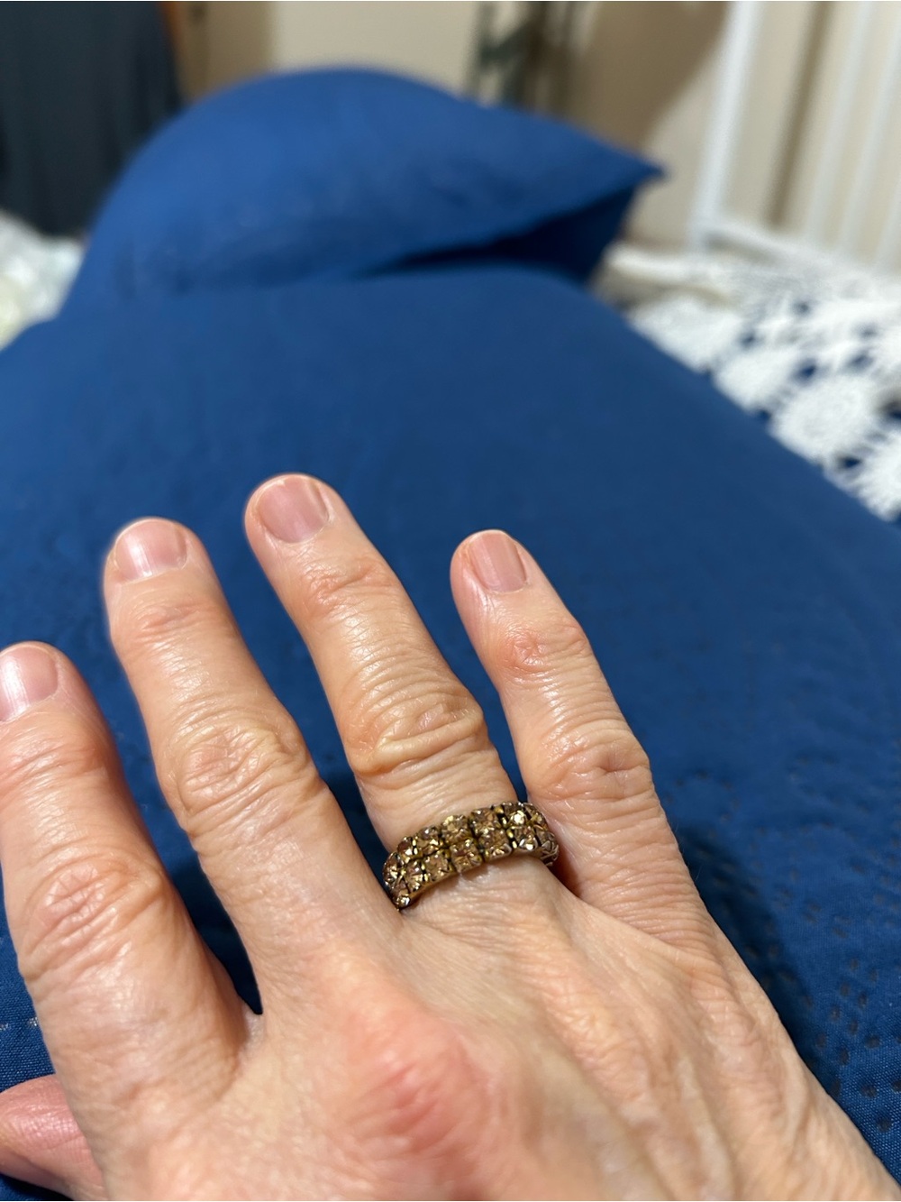 Gold-Tone Brown Crystal Band Ring - Women Jewelry